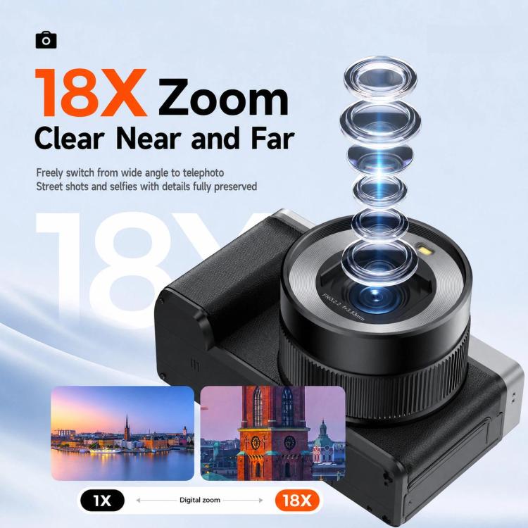 Videocamera digitale 5K con doppia fotocamera e zoom 18x