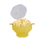 Ciotola per popcorn in silicone pieghevole con coperchio, riutilizzabile, adatta al microonde., Standard Cyan, Standard Grey, Standard Red, Standard Earthy Yellow, with Spatula Red, with Spatula Cyan