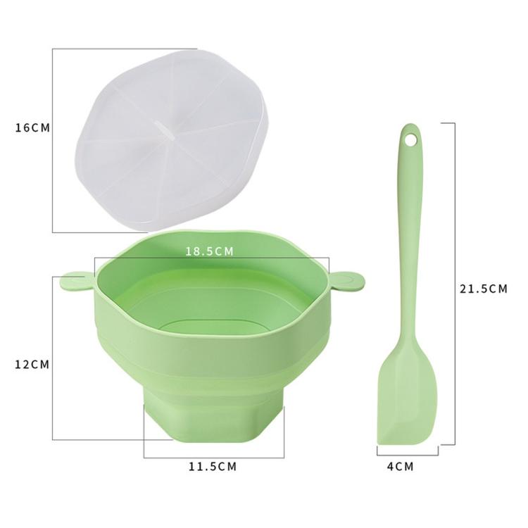 Ciotola per popcorn in silicone pieghevole con coperchio, riutilizzabile, adatta al microonde., Standard Cyan, Standard Grey, Standard Red, Standard Earthy Yellow, with Spatula Red, with Spatula Cyan