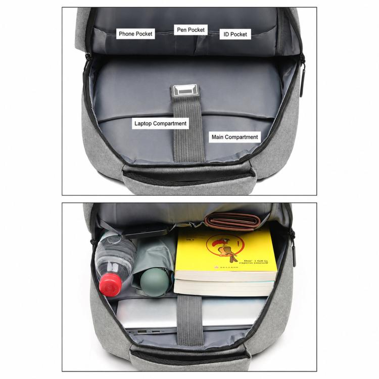 Zaino da viaggio REMOID, resistente all'acqua, per laptop, con porta di ricarica USB e cinghia per il fissaggio al bagaglio.