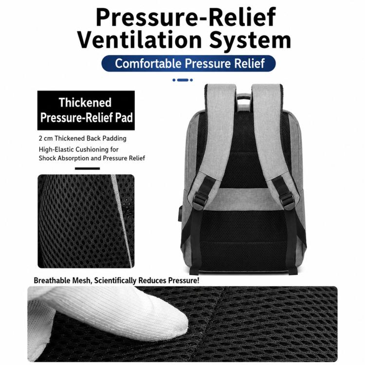 Zaino da viaggio REMOID, resistente all'acqua, per laptop, con porta di ricarica USB e cinghia per il fissaggio al bagaglio.