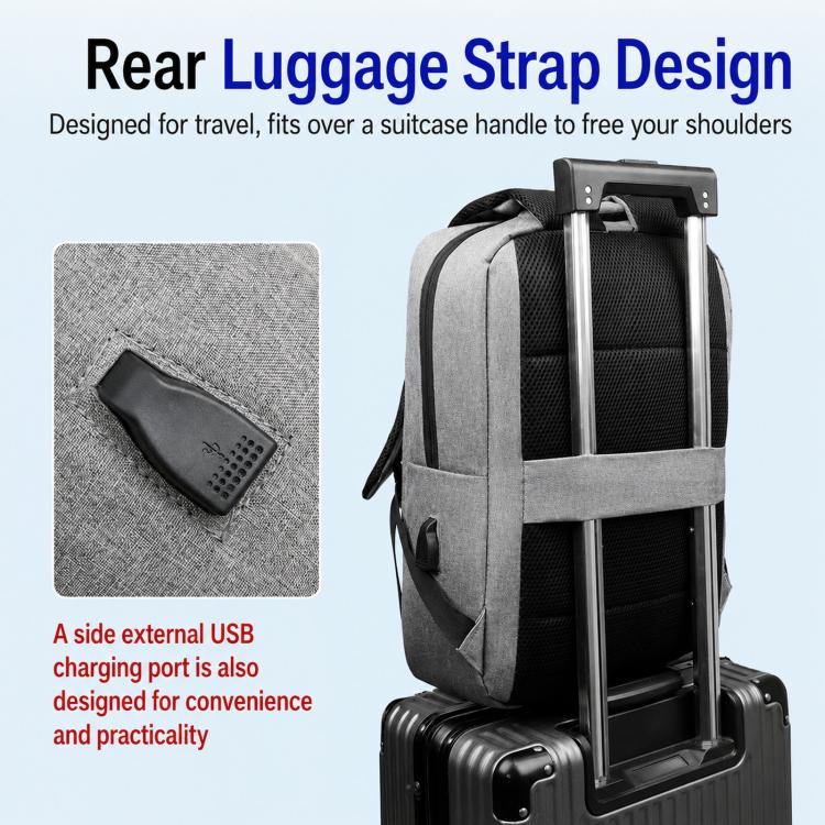Zaino da viaggio REMOID, resistente all'acqua, per laptop, con porta di ricarica USB e cinghia per il fissaggio al bagaglio.