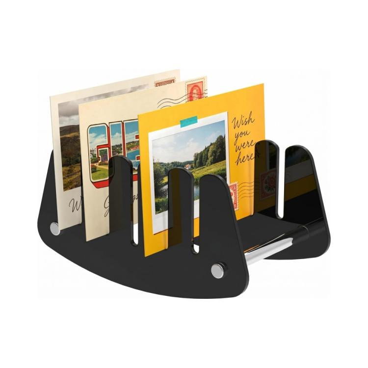 Organizzatore da scrivania in acrilico con scomparti multipli, portadocumenti e smistatore per posta, ideale per ufficio e casa., YX254 Black, YX254 Clear