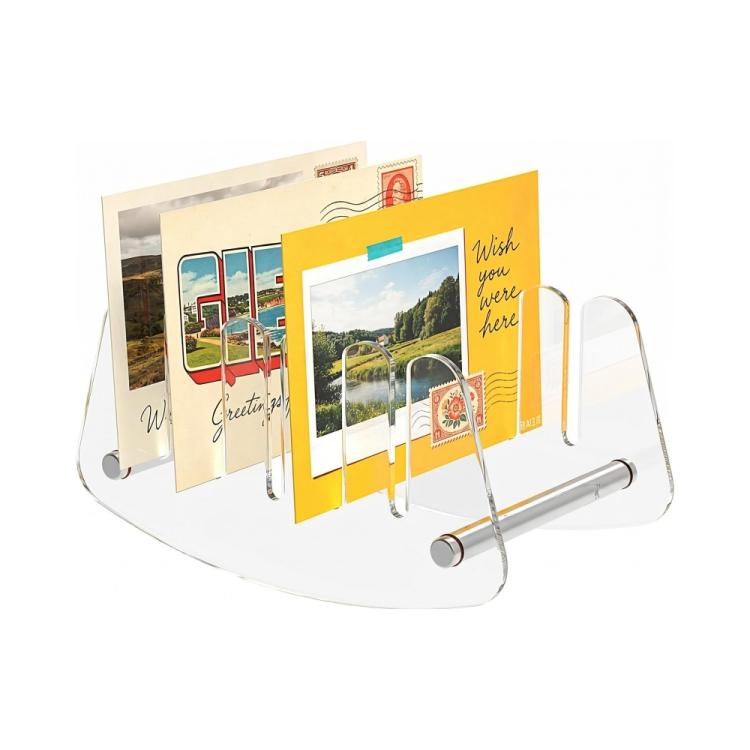Organizzatore da scrivania in acrilico con scomparti multipli, portadocumenti e smistatore per posta, ideale per ufficio e casa., YX254 Black, YX254 Clear