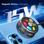 Ricarica wireless Q6 15W con dissipatore magnetico e raffreddamento RGB