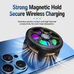 Ricarica wireless Q6 15W con dissipatore magnetico e raffreddamento RGB