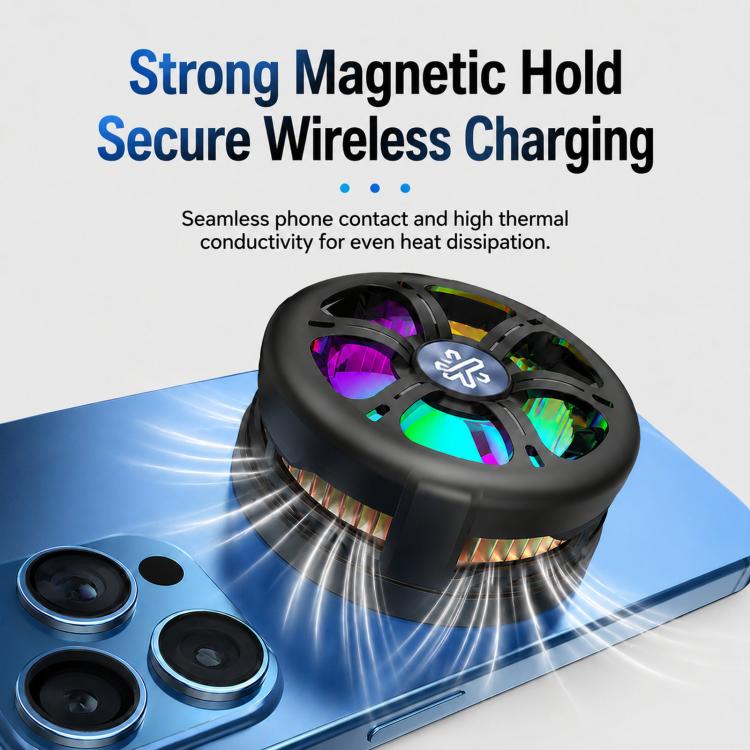Ricarica wireless Q6 15W con dissipatore magnetico e raffreddamento RGB