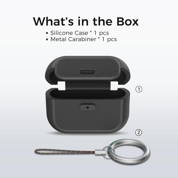 Custodia in silicone AhaStyle JY26 con chiusura di sicurezza e moschettone., For AiPods  Pro 3