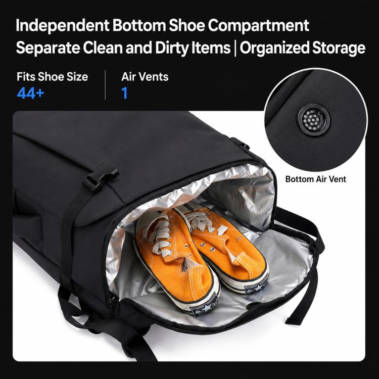 Zaino da viaggio REMOID per laptop con scomparto per scarpe e porta di ricarica USB.