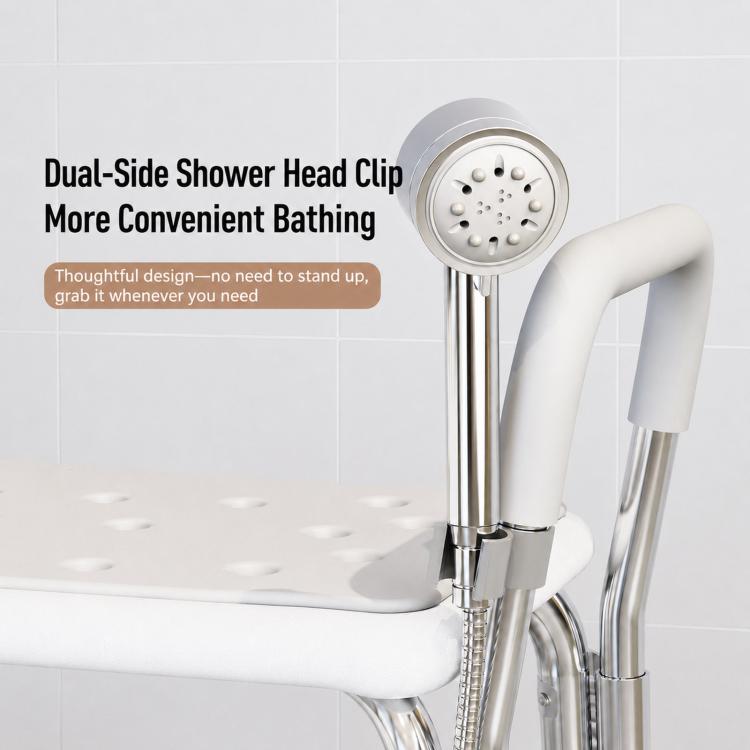 Sedia da bagno antiscivolo con ventosa per anziani, sgabello da bagno regolabile per doccia e WC, doppio utilizzo