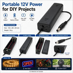Portabatterie 8 AA con interruttore ON/OFF, custodia portatile da 12 V per doppie batterie A con connettore maschio CC da 5,5 mm x 2,1 mm., 8 AA 12V Square