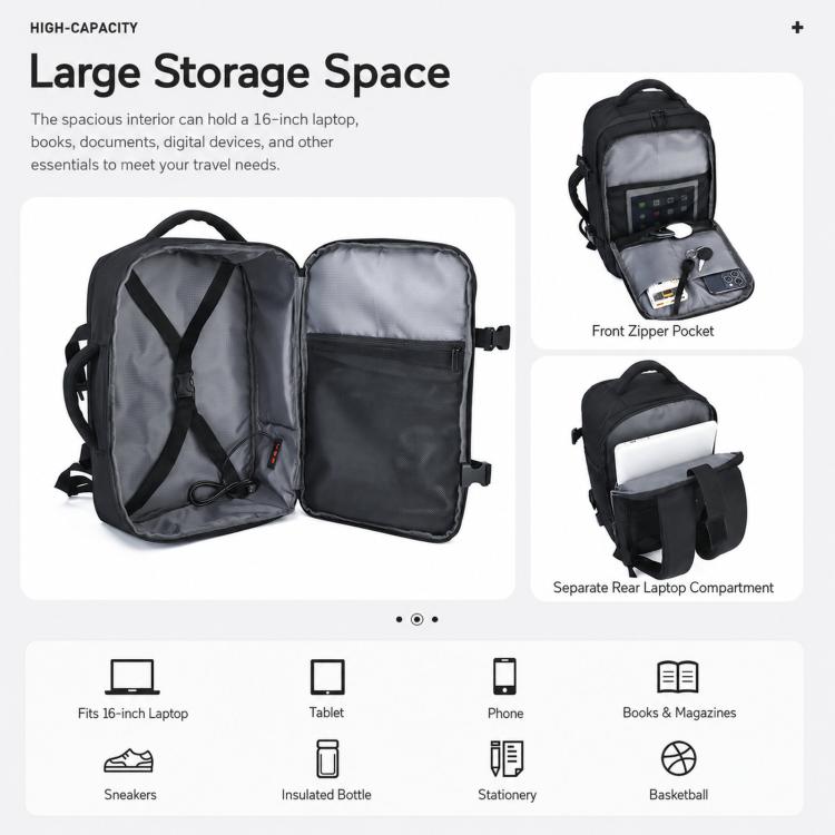 Zaino da viaggio REMOID M007 per laptop, resistente all'acqua, ideale per lavoro e come bagaglio a mano, con porta USB.