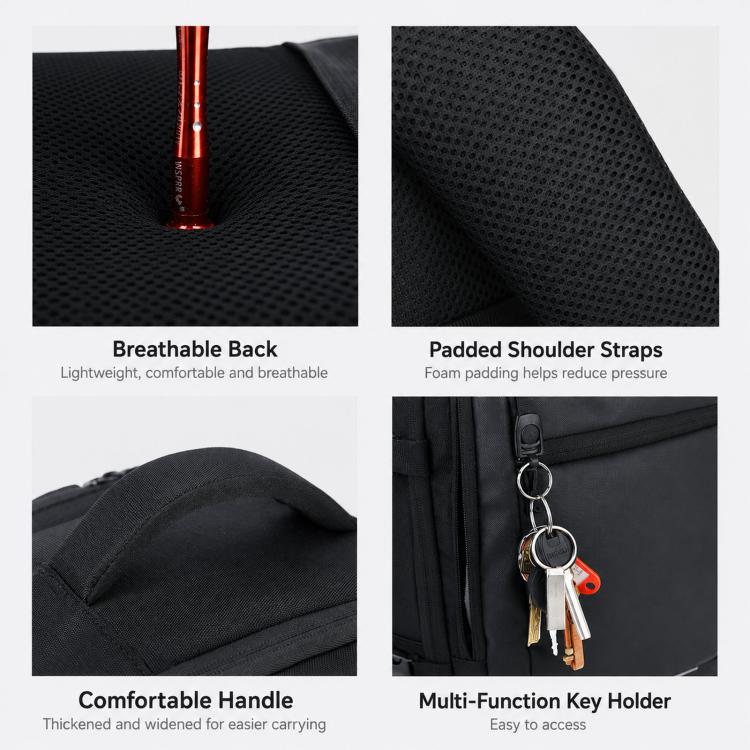 Zaino da viaggio REMOID M007 per laptop, resistente all'acqua, ideale per lavoro e come bagaglio a mano, con porta USB.