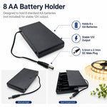 Portabatterie 8 AA con coperchio e interruttore ON/OFF, contenitore piatto per batterie da 12 V con connettore maschio CC da 5,5 mm x 2,1 mm., 8 AA 12V Flat