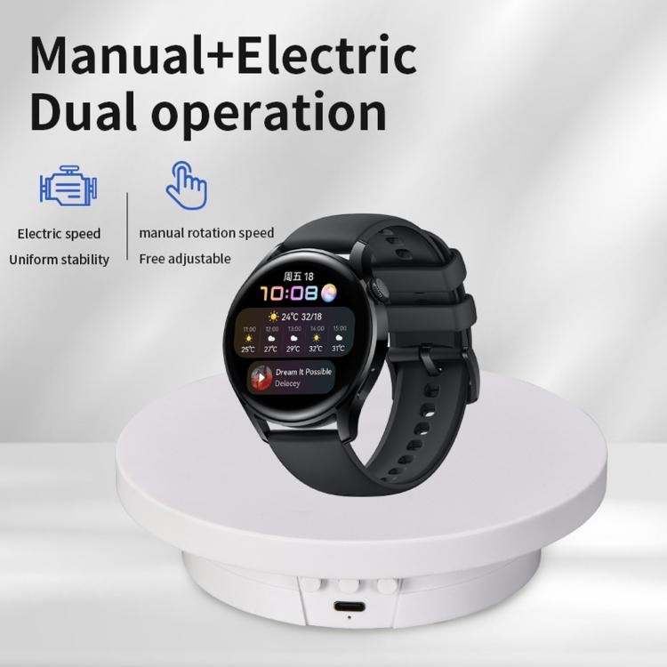Supporto girevole elettrico a 360 gradi per display e riprese in diretta streaming, 10cm Plugged In White, 10cm Plugged In Black, 11cm Rechargeable White, 11cm Rechargeable Black, 15cm Plugged In White, 15cm Plugged In Black, 15cm Rechargeable White   ...