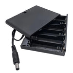 Portabatterie per 6 batterie AA da 9V con coperchio e interruttore ON/OFF. Contenitore per doppie batterie A con connettore maschio CC da 5,5 mm x 2,1 mm., 6 AA 9V