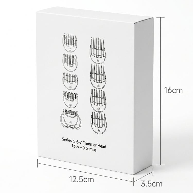 Per rasoio elettrico Braun Serie 5 / 6 / 7, testina di ricambio con 9 pettini guida da 1 a 19 mm., 5/6/7 With 9 Guide Combs