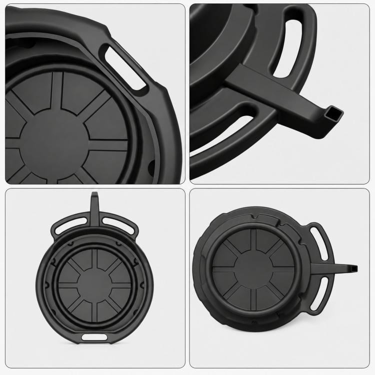 Vaschetta di raccolta olio in plastica con manici e beccuccio, vasca per cambio fluidi resistente., 10L, 15L