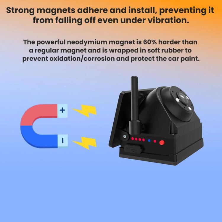 Telecamera da cruscotto HD wireless WIFI ad energia solare magnetica per retromarcia, F25C