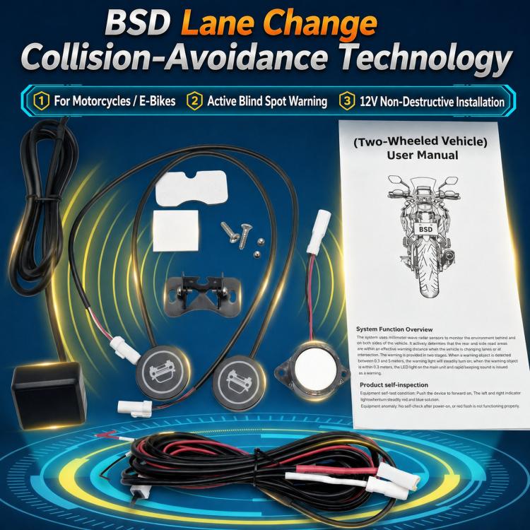 Sistema di avviso di collisione per monitoraggio dell'angolo cieco BSD a onde millimetriche da 60 GHz per motociclette, 50-Meter