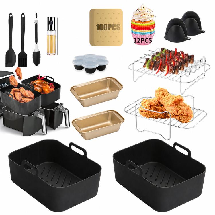 Kit da forno con rivestimento in silicone, griglia, teglia per torte, For Ninja AF180 - 9 Pcs Set Single Zone, For Ninja AF180 - 10 Pcs Set Single Zone, For Ninja AF300 - Dual Zone Set, For Ninja AF400 - XL Dual Zone Set                                ...