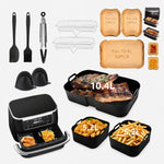 Cestino FlexBasket 10.4L MegaZone per Ninja AF500 AF500EU, 3 Pcs Silicone Liners Set, 10 Pcs Accessories Kit, 11 Pcs Accessories Kit, 13 Pcs Accessories Kit, 15 Pcs Deluxe Accessories Kit
