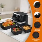 Cestino FlexBasket 10.4L MegaZone per Ninja AF500 AF500EU, 3 Pcs Silicone Liners Set, 10 Pcs Accessories Kit, 11 Pcs Accessories Kit, 13 Pcs Accessories Kit, 15 Pcs Deluxe Accessories Kit