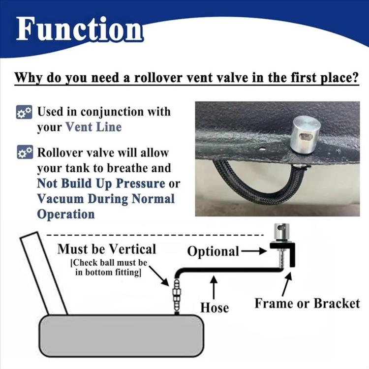 Valvola di scarico da 5/16 di pollice con installazione remota per serbatoi di carburante per autoveicoli, Silver, Silver + Bracket + Screws