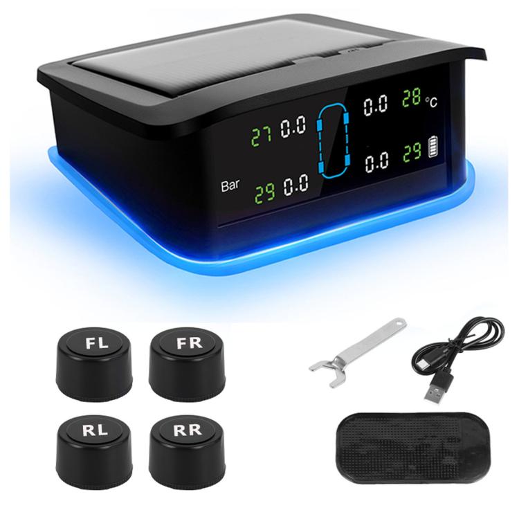 Sistema TPMS monitoraggio pressione pneumatici solare LED
