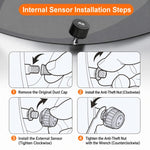 Sistema di monitoraggio della pressione degli pneumatici TPMS a energia solare con luce ambientale a LED, External 4-Wheel, External 6-Wheel, Built-in 4-Wheel, Built-in 6-Wheel