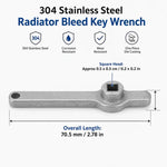 Chiave per foro quadrato di uscita aria radiatore in acciaio inox 304, 70.5x9.2mm