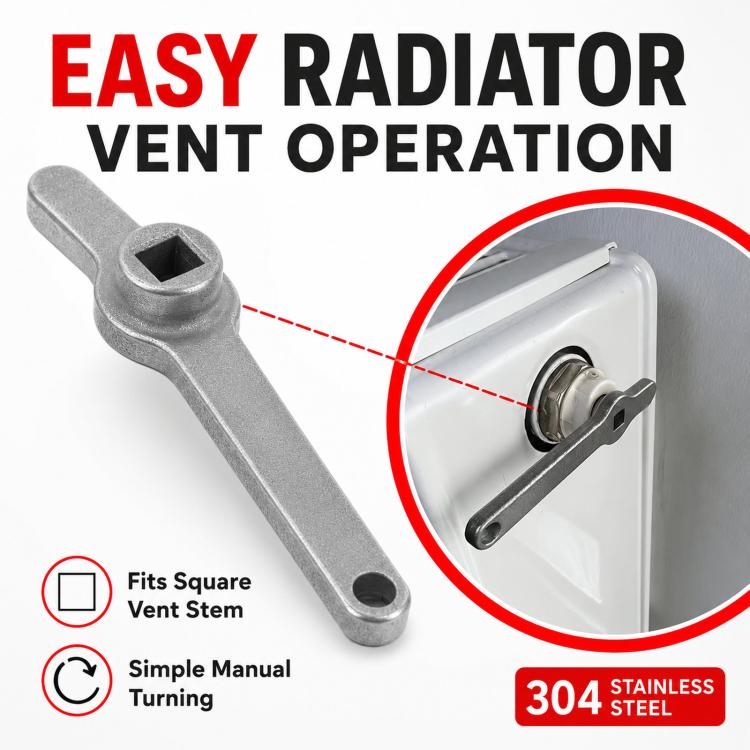 Chiave per foro quadrato di uscita aria radiatore in acciaio inox 304, 70.5x9.2mm