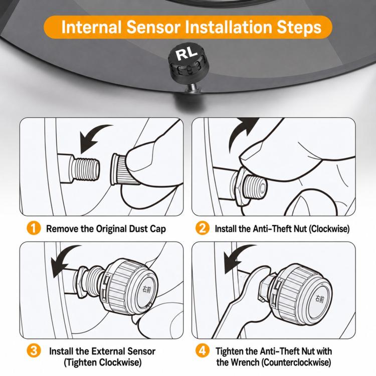Sistema di monitoraggio della pressione degli pneumatici TPMS alimentato tramite USB a 5V, Buzzer External