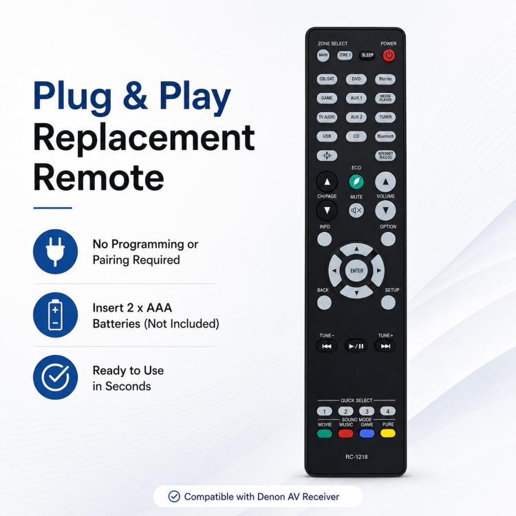 Replacement Remote Control For Denon AV Receiver Audio Video Controller, RC-1162, RC-1167, RC-1216, RC-1218, RC-1227, RC-1228, RC-1234