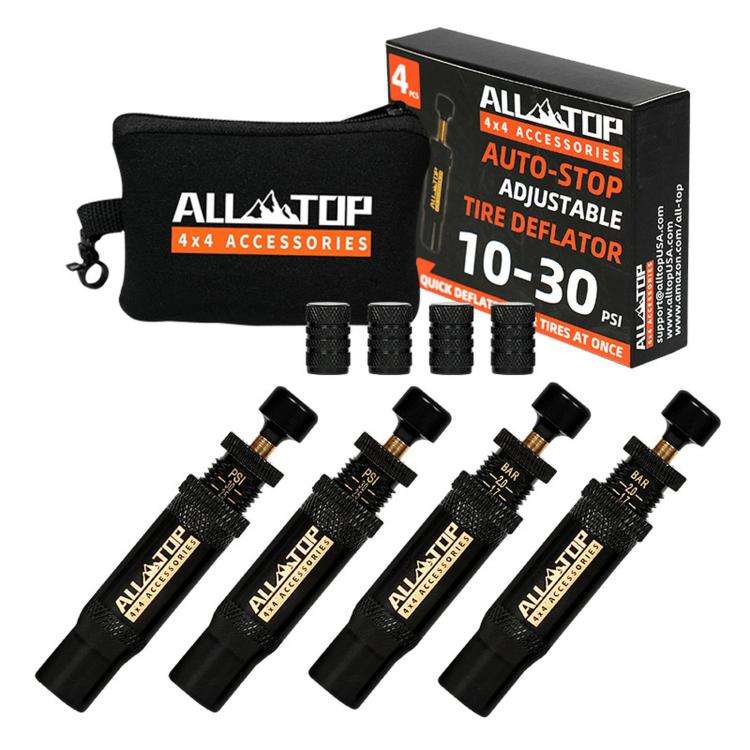 Kit di sgonfiatori per pneumatici regolabili 10-30 PSI, valvola automatica di sfogo della pressione in ottone, Black