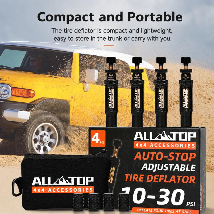 Kit di sgonfiatori per pneumatici regolabili 10-30 PSI, valvola automatica di sfogo della pressione in ottone, Black