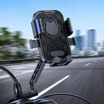 Supporto universale per telefono da moto con simpatico gatto, supporto per cellulare per bici e scooter, Handlebar Mount Black, Rearview Mirror Mount Black, Handlebar Mount Pink, Rearview Mirror Mount Pink
