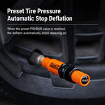 Kit di sgonfiaggio pneumatici 10-30 PSI con valvola di sfiato in ottone con arresto automatico, Orange