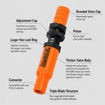 Kit di sgonfiaggio pneumatici 10-30 PSI con valvola di sfiato in ottone con arresto automatico, Orange