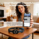 Dispositivo antiabbaio a scossa elettrica con app intelligente, collare intelligente per l'addestramento degli animali domestici.