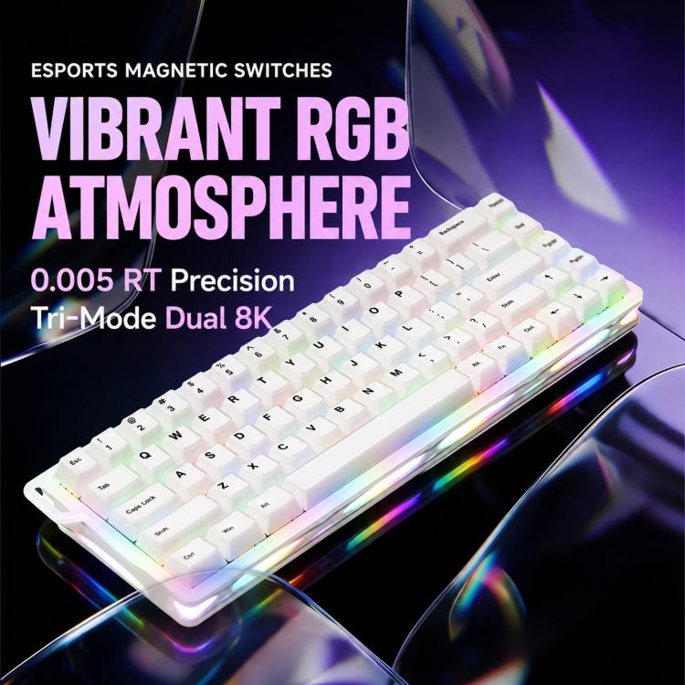 Tastiera meccanica da gioco e-sport MONSGEEK Verve 68 ARGB con tasti a 2 strati e interruttori magnetici, ideale per e-sport., Wired, 3-Mode