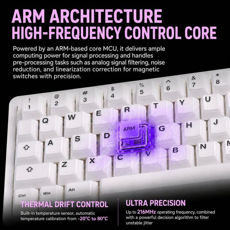 Tastiera meccanica da gioco e-sport MONSGEEK Verve 68 ARGB con tasti a 2 strati e interruttori magnetici, ideale per e-sport., Wired, 3-Mode