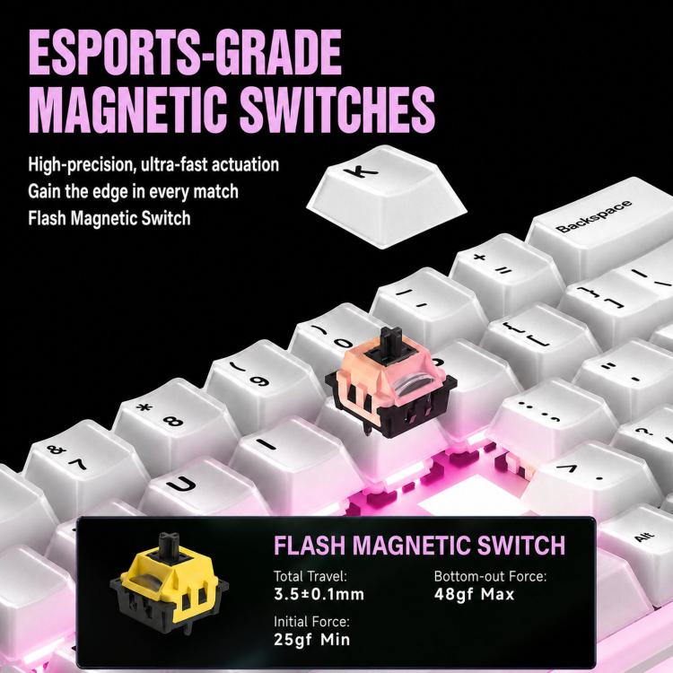 Tastiera meccanica da gioco e-sport MONSGEEK Verve 68 ARGB con tasti a 2 strati e interruttori magnetici, ideale per e-sport., Wired, 3-Mode