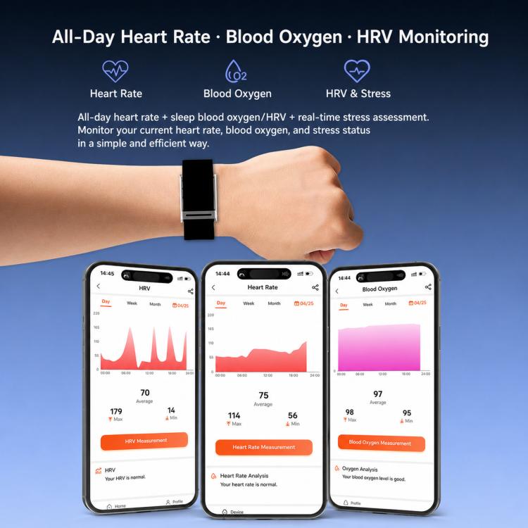 Screenless Fitness Tracker with ECG & HRV Lightweight Nylon Braided Band Health Monitor