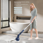 Electric Spin Scrubber Cordless Cleaning Brush 5 Speeds Extension Arm, 7-Piece Set