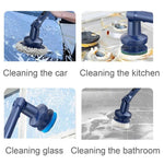 Electric Spin Scrubber Cordless Cleaning Brush 5 Speeds Extension Arm, 7-Piece Set