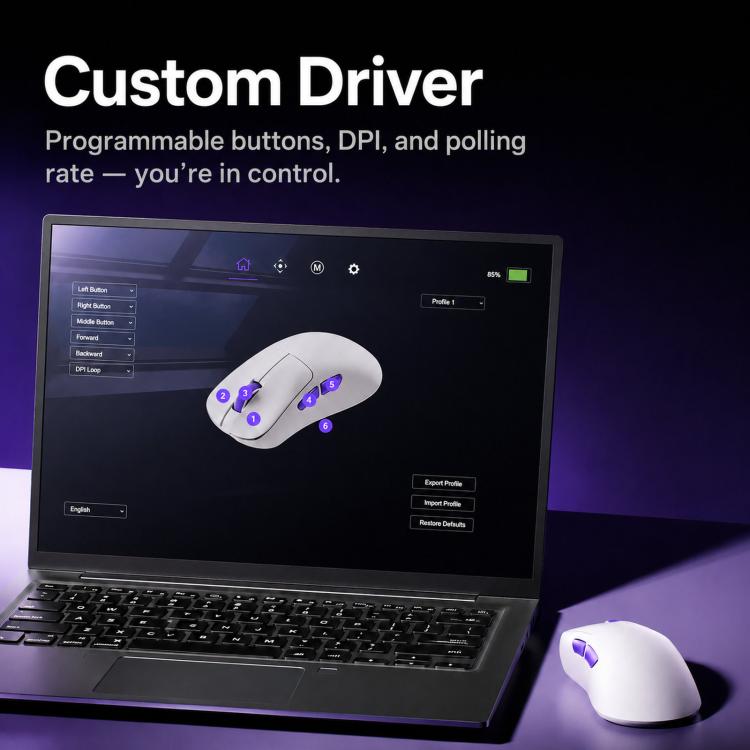 Mouse gaming AKKO Nest 3-Mode 8000Hz ergonomico