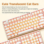 AKKO Cute Light-Transmitting Cat Ear Keycaps Universal Mechanical Keyboard Keycap Accessories, 113 Keys