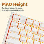 AKKO Cute Light-Transmitting Cat Ear Keycaps Universal Mechanical Keyboard Keycap Accessories, 113 Keys