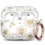 Custodia rigida protettiva in TPU trasparente AhaStyle WE40 con motivo floreale e portachiavi., For AirPods Pro 3